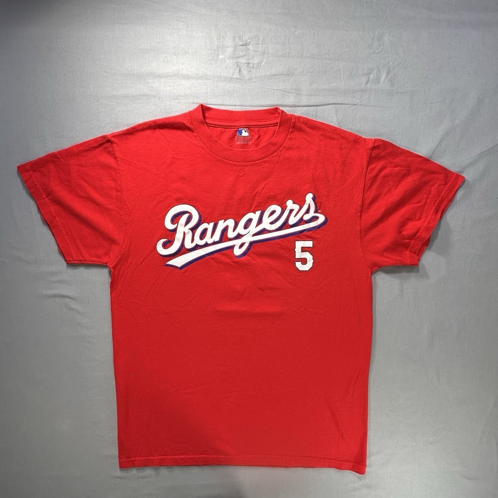 MLB‎ Texas Rangers Kinsler #5 Red Short Sleeve Shirt Men's Medium Baseball